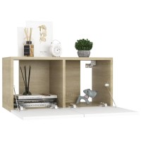 vidaXL 3 Piece TV Stand Set White and Sonoma Oak Engineered Wood