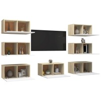 vidaXL TV Stands 7 pcs White and Sonoma Oak 12