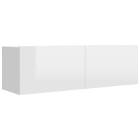 vidaXL 2 Piece TV Stand Set High Gloss White Engineered Wood