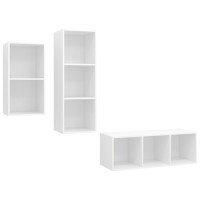 vidaXL 3 Piece TV Stand Set White Engineered Wood