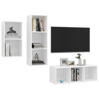 vidaXL 3 Piece TV Stand Set White Engineered Wood