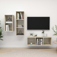 Vidaxl 3 Piece Tv Cabinet Set Sonoma Oak Engineered Wood