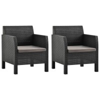 vidaXL Patio Chairs with Cushions 2 pcs PP Rattan Anthracite