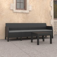 vidaXL 2 Piece Patio Lounge Set with Cushions PP Rattan Anthracite