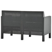 vidaXL 3 Piece Patio Lounge Set with Cushions PP Rattan Anthracite