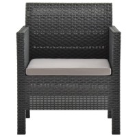 vidaXL 2 Piece Patio Lounge Set with Cushions PP Rattan Anthracite