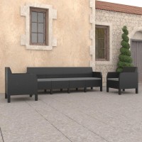 vidaXL 3 Piece Patio Lounge Set with Cushions PP Rattan Anthracite