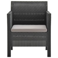 vidaXL 3 Piece Patio Lounge Set with Cushions PP Rattan Anthracite