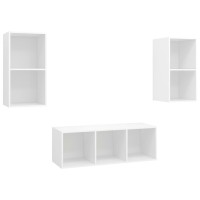 vidaXL 3 Piece TV Stand Set White Engineered Wood