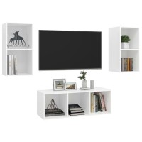 vidaXL 3 Piece TV Stand Set White Engineered Wood