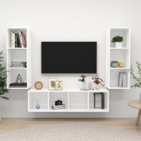 vidaXL 3 Piece TV Stand Set White Engineered Wood