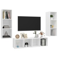 vidaXL 3 Piece TV Stand Set White Engineered Wood