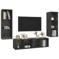 vidaXL 3 Piece TV Stand Set Gray Engineered Wood