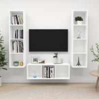 vidaXL 3 Piece TV Stand Set White Engineered Wood