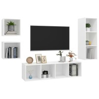 vidaXL 4 Piece TV Stand Set White Engineered Wood