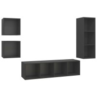 vidaXL 4 Piece TV Stand Set Gray Engineered Wood