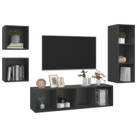 vidaXL 4 Piece TV Stand Set Gray Engineered Wood