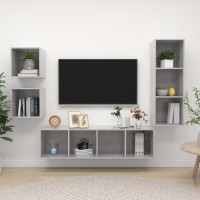 vidaXL 4 Piece TV Stand Set Concrete Gray Engineered Wood