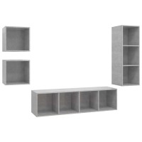 vidaXL 4 Piece TV Stand Set Concrete Gray Engineered Wood