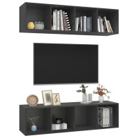 vidaXL Wall-mounted TV Stands 2 Pcs Gray Engineered Wood