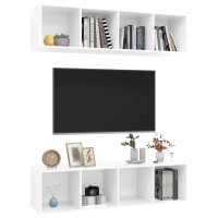 vidaXL Wall-mounted TV Stands 2 Pcs High Gloss White Engineered Wood