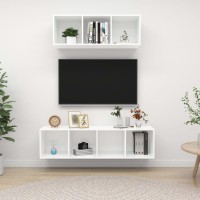 vidaXL 2 Piece TV Stand Set White Engineered Wood