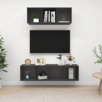 vidaXL 2 Piece TV Stand Set Gray Engineered Wood