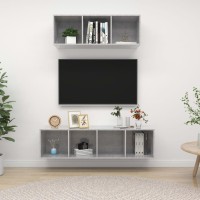 vidaXL 2 Piece TV Stand Set Concrete Gray Engineered Wood