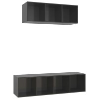 Vidaxl 2 Piece Tv Cabinet Set High Gloss Gray Engineered Wood