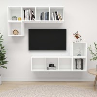 vidaXL 4 Piece TV Stand Set White Engineered Wood