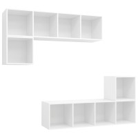 vidaXL 4 Piece TV Stand Set White Engineered Wood