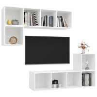 vidaXL 4 Piece TV Stand Set White Engineered Wood