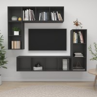 vidaXL 4 Piece TV Stand Set Gray Engineered Wood