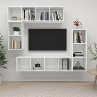 vidaXL 4 Piece TV Stand Set High Gloss White Engineered Wood