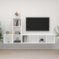 vidaXL 3 Piece TV Stand Set White Engineered Wood