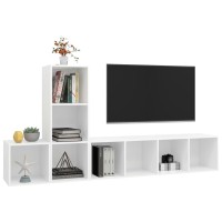 vidaXL 3 Piece TV Stand Set White Engineered Wood