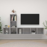 vidaXL 3 Piece TV Stand Set Concrete Gray Engineered Wood