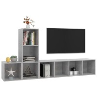 vidaXL 3 Piece TV Stand Set Concrete Gray Engineered Wood