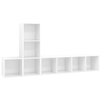 vidaXL 3 Piece TV Stand Set High Gloss White Engineered Wood