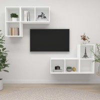 vidaXL Wall-mounted TV Stands 4 Pcs White Engineered Wood