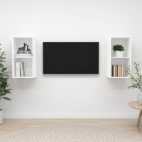 Vidaxl Wall-Mounted Tv Cabinets 2 Pcs White Engineered Wood