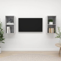 Vidaxl Wall-Mounted Tv Cabinets 2 Pcs Concrete Gray Engineered Wood