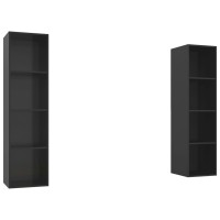 Vidaxl Wall-Mounted Tv Cabinets 2 Pcs High Gloss Black Engineered Wood