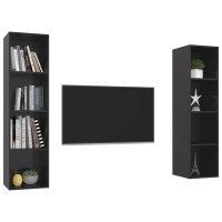 Vidaxl Wall-Mounted Tv Cabinets 2 Pcs High Gloss Black Engineered Wood