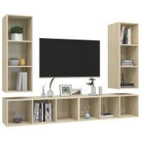 vidaXL Wall-mounted TV Stands 4 Pcs Sonoma Oak Engineered Wood