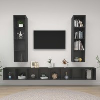 vidaXL Wall-mounted TV Stands 4 Pcs Gray Engineered Wood