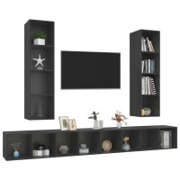 vidaXL Wall-mounted TV Stands 4 Pcs Gray Engineered Wood