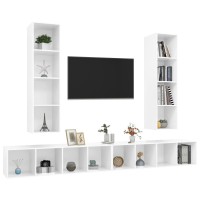 vidaXL Wall-mounted TV Stands 4 Pcs High Gloss White Engineered Wood