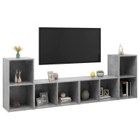 Vidaxl Tv Cabinets 4 Pcs Concrete Gray 28.3X13.8X14.4 Engineered Wood