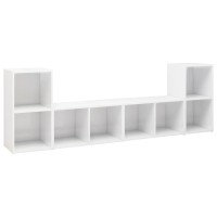 Vidaxl Tv Cabinets 4 Pcs High Gloss White 28.3X13.8X14.4 Engineered Wood